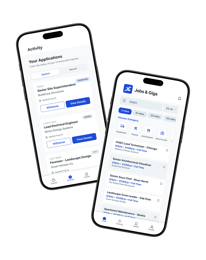Jobs & Gigs mobile app preview